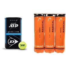 Dunlop Tennisball ATP Championship – für Sand, Hartplatz & Rasen (2x4 Bi-Pack) Einheitsgröße & Head Radical Tennisball (3 x 4 Stück) Amazon Exclusive