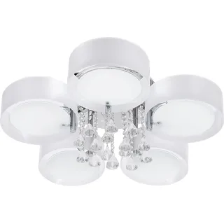 Deckenleuchte - 5-flammig - Stufenlos dimmbar - Fernbedienung - E27 Fassung - 90–260 V - Oberflächenmontage rund - Edelstahl - Weiß