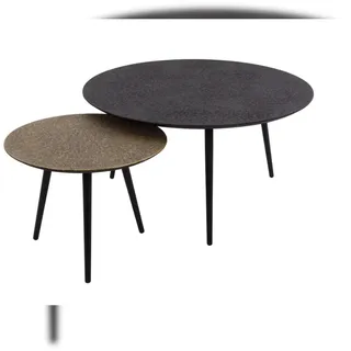 KAWOLA Couchtisch LAUCA Set 2-tlg. Metall schwarz / bronze rund