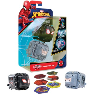 Battle Cubes 2 Stück Spiderman – Nashorn und Miles Morales, Rockpapier, Scherenspiel