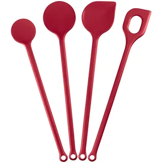 Kigima 4-teiliges Kochlöffel-Set in Rot - Hochwertige Küchenutensilien aus hitzebeständigem Kunststoff - Ideal für Ihre Küche