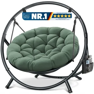 KESSER® Hängesessel mit Gestell Bali Hängeschaukel Hängestuhl bis 150kg für Indoor und Outdoor + Kissen & Seitentasche Hängekorb Stahlgestell & Schaumstoff Sitzpolster