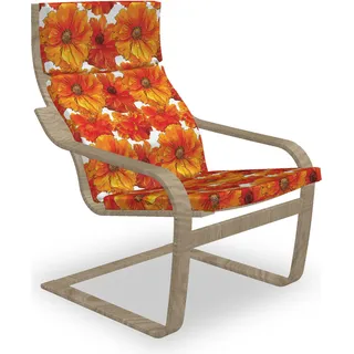 ABAKUHAUS Orange Poäng Sessel Polster, Antike Bohemian Poppies, Sitzkissen mit Stuhlkissen mit Hakenschlaufe und Reißverschluss, Burnt Orange Weiß - Orange