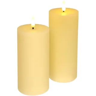 I.GE.A. LED Echtwachskerze 2er Set 17,5 cm beige