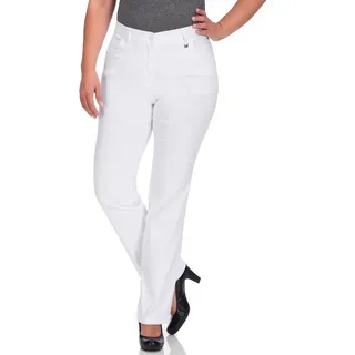 5-Pocket-Hose KJBRAND "Betty Bengaline", Damen, Gr. 50, N-Gr, weiß, Web, Obermaterial: 80% Viskose, 17% Polyamid, 3% Elasthan, bequem lang, Hosen 5-Pocket-Hose, in bequemer Form