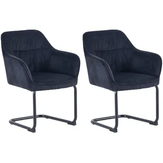 byLIVING Schwingstuhl ELBA Grob-Cord schwarz 2er Set