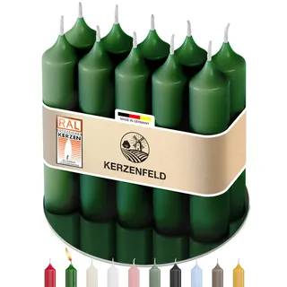 Kerzenfeld® 10 Stück, Stabkerzen Grün - 100 x 22 mm, Made in Germany
