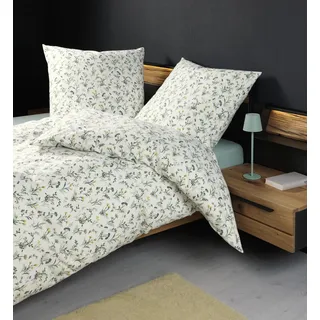 Janine Design Feinbiber-Bettwäsche-Garnitur DAVOS 65173 Farbe salbeigrün gelb Größe 155x220+80x80 - Grün, Naturbelassen