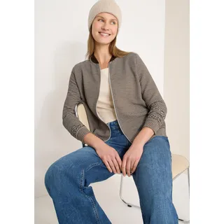 Sweatjacke CECIL, Damen, Gr. XL (44), urban taupe, Sweatware, Obermaterial: 72% Polyester, 25% Viskose, 3% Elasthan, Strukturmuster, regular fit normal, Rundhals, Rippbündchen, Sweatjacken Sweatjacke, mit Ottomanstruktur