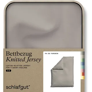 schlafgut Knitted Jersey uni, aus Bio-Baumwolle mit Elasthan, Reißverschluss«, (1 St.), bügelfrei, Mix & Match Bettwäsche: passender Kissenbezug erhältlich Schlafgut Sand Mid B/L: 135-140 cm x 200 cm