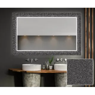 Badspiegel 80x60 cm - Horizontal mit LED Beleuchtung - LED Farbe Kaltweiß 7000K - TEL109 - Touch Schalter - Individuell Nach Maß - Beleuchtet Wandspiegel Lichtspiegel Badezimmerspiegel - Transparent