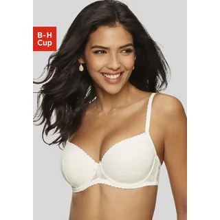 Schalen-BH LASCANA "Luciana", Damen, Gr. 85, Cup E, beige (creme), Spitze, Obermaterial: 89% Polyamid, 11% Elasthan, BHs Schalen-BH, aus zarter Spitze, Dessous