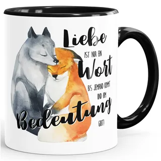 MoonWorks® Tasse Liebe ist nur ein Wort Fuchs Geschenk Liebe Spruch Tasse Liebessprüche Kaffee-Tasse für Verliebte Schwarz unisize