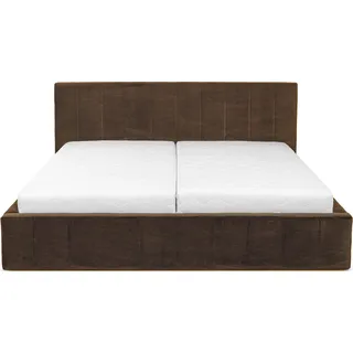 Curacao Polsterbett 140x200cm mit Lattenrost und Stauraum, hydraulisches Federbett, Samt-Polsterbett, Funktionsbett, braun. - Braun