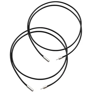 MYGLOAR 2 Stück 2 mm geflochtenes Kunstleder-Halskette, Schnapp-/Drehverschluss, Schwarzes Lederseil, 45-50 cm - Geschenk