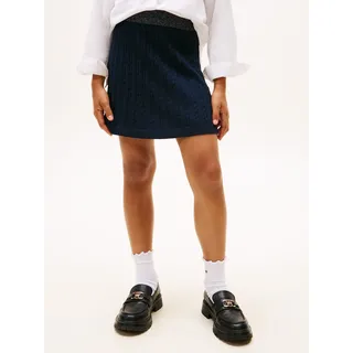 Strickrock TOMMY HILFIGER "MINI CABLE SKIRT", Kinder, Gr. 14 (164), schwarz night navy, Strick, Obermaterial: 68% Baumwolle, 20% Polyamid, 10% Viskose, 2% Polyester, unifarben, regular fit ca. Mitte Oberschenkel, Röcke Strickrock, Regular fit, für Kinder bis 16 Jahre
