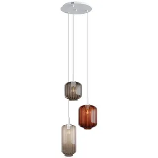 s.luce Galerieleuchte Velo 3-flammig Mehrfarbig Ø 18/20/25cm , Multicolor, Weiß , Glas , Zylindrisch , E27 , 25x27x25 cm , Lampen & Leuchten, Innenbeleuchtung, Hängeleuchten, Pendelleuchten