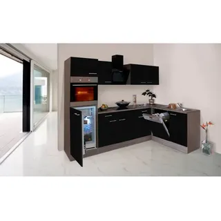 Respekta Winkelküche L-Form 280 x 172 cm Schwarz
