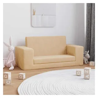 vidaXL Kinder-Schlafsofa 2-Sitzer Creme Weicher Plüsch