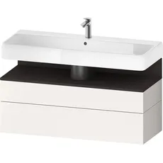 Duravit Qatego Waschtischunterbau, 1 Auszug und 1 Schublade, 1190x470x590mm, Nische Graphit Supermatt, QA4396080, Farbe: Weiß Supermatt/mit Nischenbeleuchtung