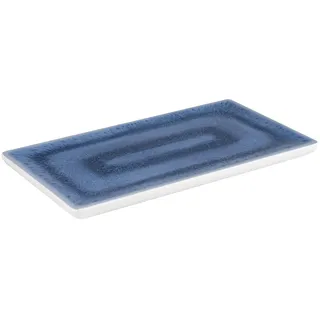 APS 84672 GN 1/3 Tablett "BLUE OCEAN", 32,5 x 17,6 cm, Höhe 2 cm, Melamin, blau/weiß, Antirutsch-Füße