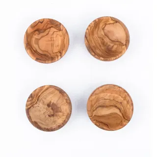 MOHA 24 hochwertige dip Schälchen Set aus exklusivem Olivenholz – Tapas Schalen Set - kleine Schale für Oliven & BBQ Saucen - Dip Schüssel für -Ø 8 cm 4er Set,