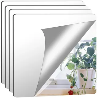 Augshy 8 Stück 30x40cm Selbstklebende Fliesenspiegel, Selbstklebende Flexibler Spiegel Nicht Glas DIY Acrylic Wanddekoration Dekospiegel Rahmenloser Wandspiegel