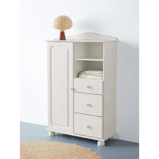 Home Affaire Highboard HOME AFFAIRE "Mette", weiß, B:80cm H:125cm T:34cm, FSC-zertifiziertes Massivholz, Sideboards, Highboard, Stauraumschrank mit 3 Schubladen und verstellbaren Einlegeböden