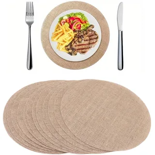 Yechiry 13 Stück Tischsets aus Jute 30 cm Hitzebeständig Rund Rustikale Jute Tischsets Esstischdeko Gewebte Boho für Landhochzeiten Bauernhaus Treffen Picknicks im Freien