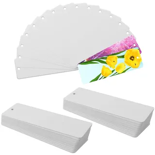 Belle Vous 300Stk Blanko Lesezeichen Papier Weiß – 15 x 5cm Lesezeichen mit Loch für Quaste Anhänger – Kraftpapier Anhänger zum Lesen DIY Etiketten Geschenkanhänger Weiß