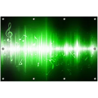 Wallario Outdoor-Poster für Garten oder Balkon, Motiv Grüne Noten der Musik, in ca. 80 x 120 cm - Grün