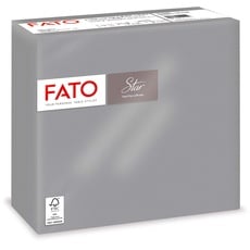 Fato, Einweg-Papierservietten, Weichheit und Flauschigkeit, 40er-Pack Servietten, Größe 38x38 gefaltet in 4 und 2 Lagen, Farbe Grau, 100% reines Zellulosepapier, FSC-zertifiziert
