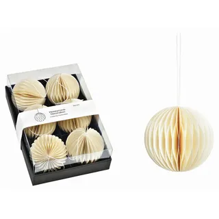 X-Mas Christbaumkugel-Set , Weiß , Papier , 6-teilig , 8 cm Schubladen , Dekoration, Weihnachtsdekoration, Christbaumschmuck, Christbaumkugeln