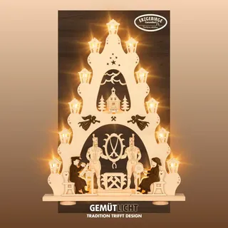 Weigla LED Schwibbogen »Erzgebirge, große Lichterspitze, Bergmann NATUR-BRAUN, Made in Germany« 1 Stk. Erzgebirge garantiert, Weihnachtsdeko Innen, Weihnachtsbeleuchtung, beige