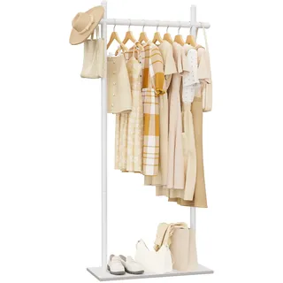 ENUMAIL Metall Garderobenständer, Freistehend Kleiderständer mit Rechteckigem Rock Slab Base, Modern Gaderobe, Taschenständer für Kleidung, Taschen and Schuh, 175cm, Weiß, Große