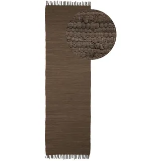 carpetfine Kelim Chindi uni Wendeteppich 70 x 140 cm Braun