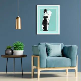 queence Bild mit Rahmen »Skizze, Mode, türkis« Bilder von Frauen   Fashion   Frau   Mode   Modebilder 1 Stk. tlg. Poster mit buntem Acrylglas Passepartout, blau