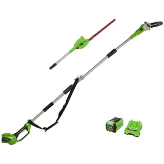 Greenworks G24PSHK2 2-in-1 Akku Stabheckenschere & Hochentaster