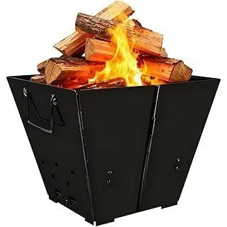 Tragbare Feuerstelle für Camping, Faltbare Outdoor-Feuerschale, Robuste Eisen-Feuerstelle für Terrasse, Lagerfeuer, Picknick – Ohne Grillrost