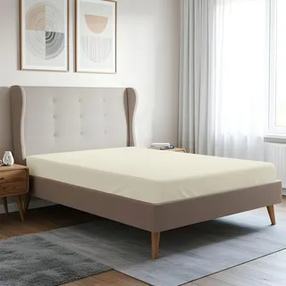 Pizuna Spannbettlaken 100x200 cm Neues Elfenbein 400 Fadenzahl | 100% Langstapelige Baumwolle nur Spannbetttuch,Weiche Mako Satin-Webart passt bis zu 40 Matratzenhöhe