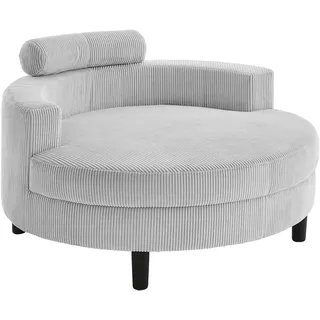 Atlantic Home Collection Loveseat Ravi 114 x 75 x 154 cm Grau mit Stauraumhocker und 4 Zierkissen