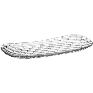 Crystal Bohemia Serviertablett aus Glas - 280 x 140 x 22 mm, spülmaschinenfest, modern, kratzfest & dekorativ - Rechteckige Platte für Antipasti, Sushi, Gebäck & Tapas - Ideal für Feste & Alltag