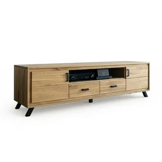 Massivholz Lowboard BERN 213 cm aus geölter Wildeiche | Modern - Braun