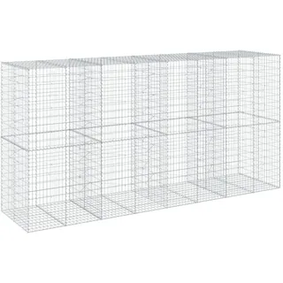 vidaXL Gabione mit Deckel 400x100x200 cm Verzinktes Eisen - Silber