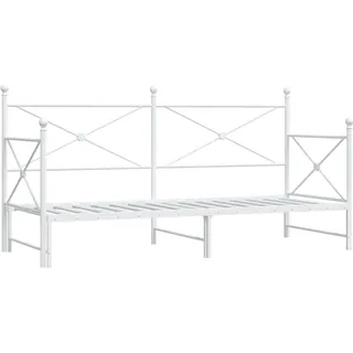 vidaXL Tagesbett Ausziehbar ohne Matratze Weiß 90x200 cm Stahl - Weiß