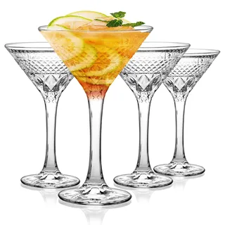 Cambareign Martini Gläser 4er Set, 180ml Kristallglas Espresso Martinigläser, Bleifreies Cocktailgläser mit Stiel, Perfekt für Cocktail, Martini, Margaritas, Party, Hausbar