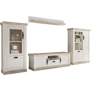 Home affaire Wohnwand »Florenz, Anbauwand im Landhausstil, Komplettset mit Metallgriffen« Set, 4 Stk. tlg., weiß