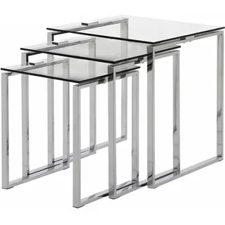 Actona GROUP Beistelltisch Katrine Beistell-Set, TOPSELLER! 3 stück, modern (Set, Couchtisch, Sofatisch, OTTOs Choice), Scandi-stil, klare Glasplatte, verchromtes Metallgestell, pflegeleicht weiß