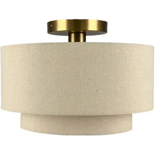 Relaxdays 1 E27 Deckenlampe 24 x 35 cm Leinen/Metall beige/Bronze