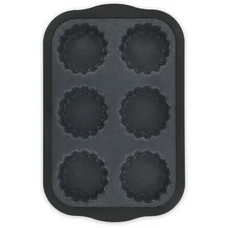Zenker 685537 Törtchenform 6er Fiberglas Törtchenform für 6 Törtchen, Törtchenform, Fiberglas-Silikon, Grau, 28,3 x 18,4 x 2 cm